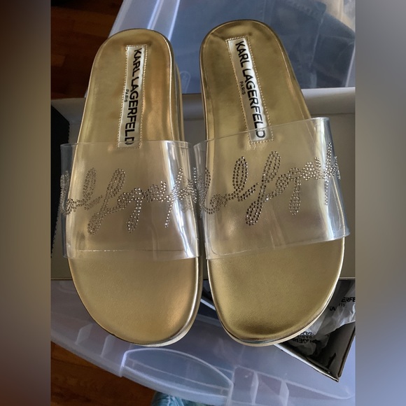 KARL LAGERFELD PARIS NIB
Blossom Rhinestone
Transparent Slides CHAMPAGNE COLOR - Picture 3 of 5